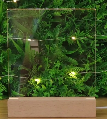 Beli Pengiriman cepat LED acrylic lampu berdiri dengan dasar kayu malam lampu dekorasi online manufacture