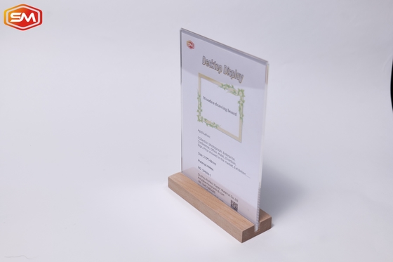 Beli Acrylic Table Top Sign Holder Frame Menu Holder dengan dasar kayu online manufacture