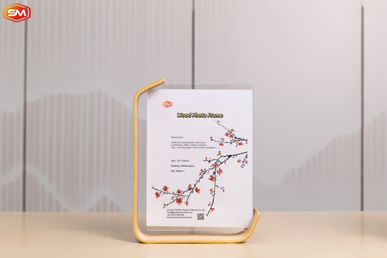 Beli Double Sided Clear 6 Inch 7 Inch 8 Inch L Shape Acrylic Photo Picture Frame dengan dasar kayu OEM online manufacture