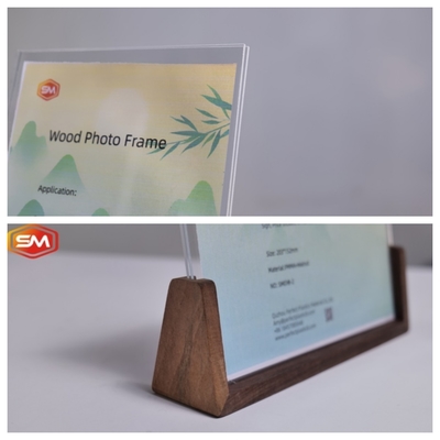 Beli Stand foto akrilik dengan transmisi cahaya tinggi dengan dasar kayu Pilihan alternatif ramah lingkungan online manufacture