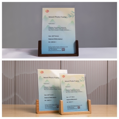 Beli Bingkai foto akrilik persegi panjang A5 dengan bingkai gambar dasar kayu online manufacture