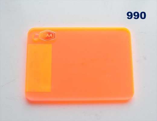 Kuning Hijau Oranyeu PMMA Plexiglass Fluorescent Acrylic Sheet Disesuaikan High Glossy