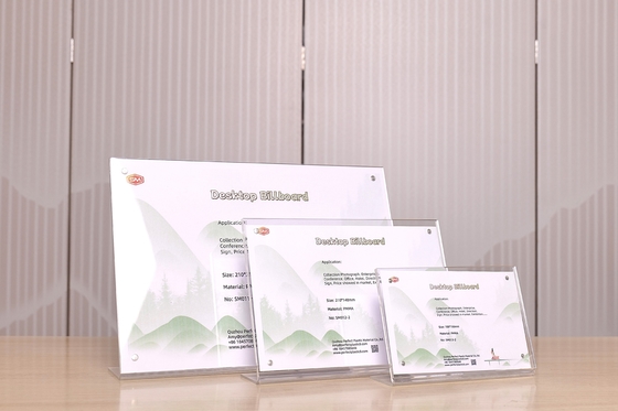 Vertikal Tipe A4 A5 A6 Ukuran Bentuk L Magnetic Acrylic Sign Holder Slanted Billboard