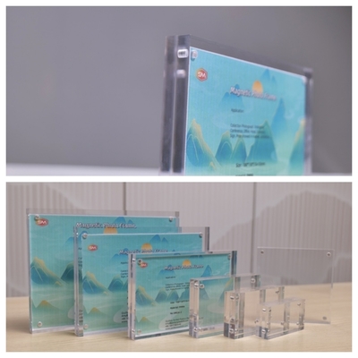Custom 4x6 5x7 Gambar Magnetik Sisi Dua Akrilik Frame Foto Magnetik