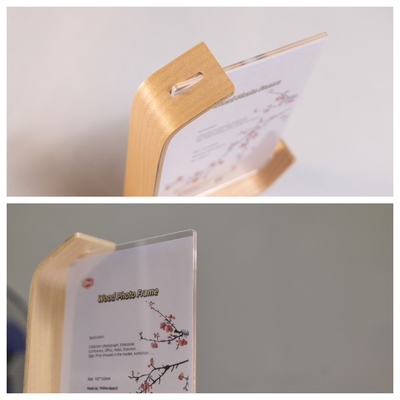 Kualitas buatan tangan 4x6 5x7 6x8 L bentuk acrylic frame foto dengan dasar kayu