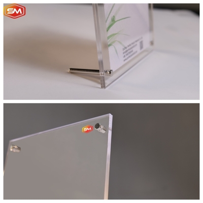 A6 Custom Clear Acrylic Display Photo Frame dengan Stand Sekrup Baja