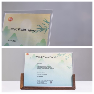 Bingkai Foto Akrilik Bentuk U yang Enak Dengan Dasar Kayu untuk Dekorasi Desktop