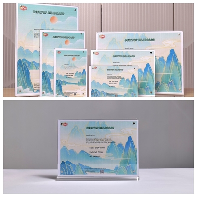 Plastik 8.5x11 5x7 T Bentuk Magnetic Acrylic Sign Holder untuk Tabletop