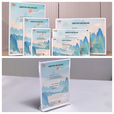 A4 Horizontal Desktop T Bentuk Magnetic Acrylic Sign Holder