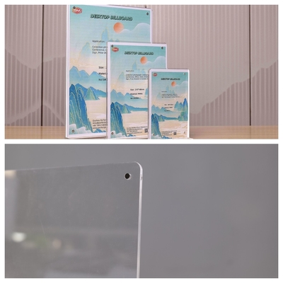 A4 A5 A6 Cast Magnetic T Shape Acrylic Sign Holder untuk Tampilan Dua Sisi