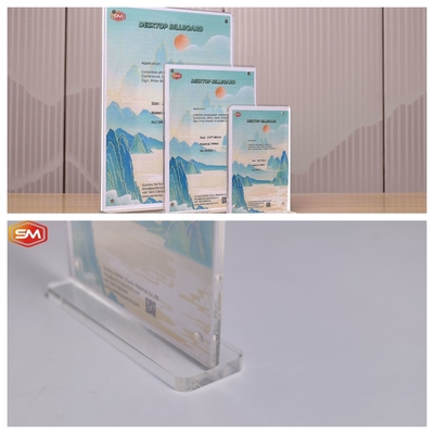 Bentuk bulat 2,5 mm T Acrylic Sign Holder Dengan Magnetic Display Stand