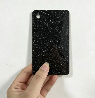 Black Glitter Marmer Menyinari 1220x2440mm Acrylic Sheet Panel Board